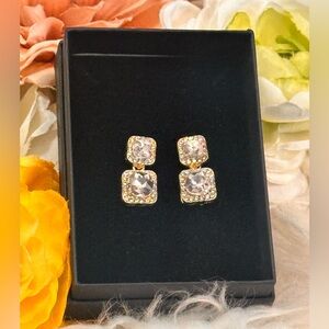 Diamond and Gold Accent Earrings With Micro Pave Sweeting NEW!